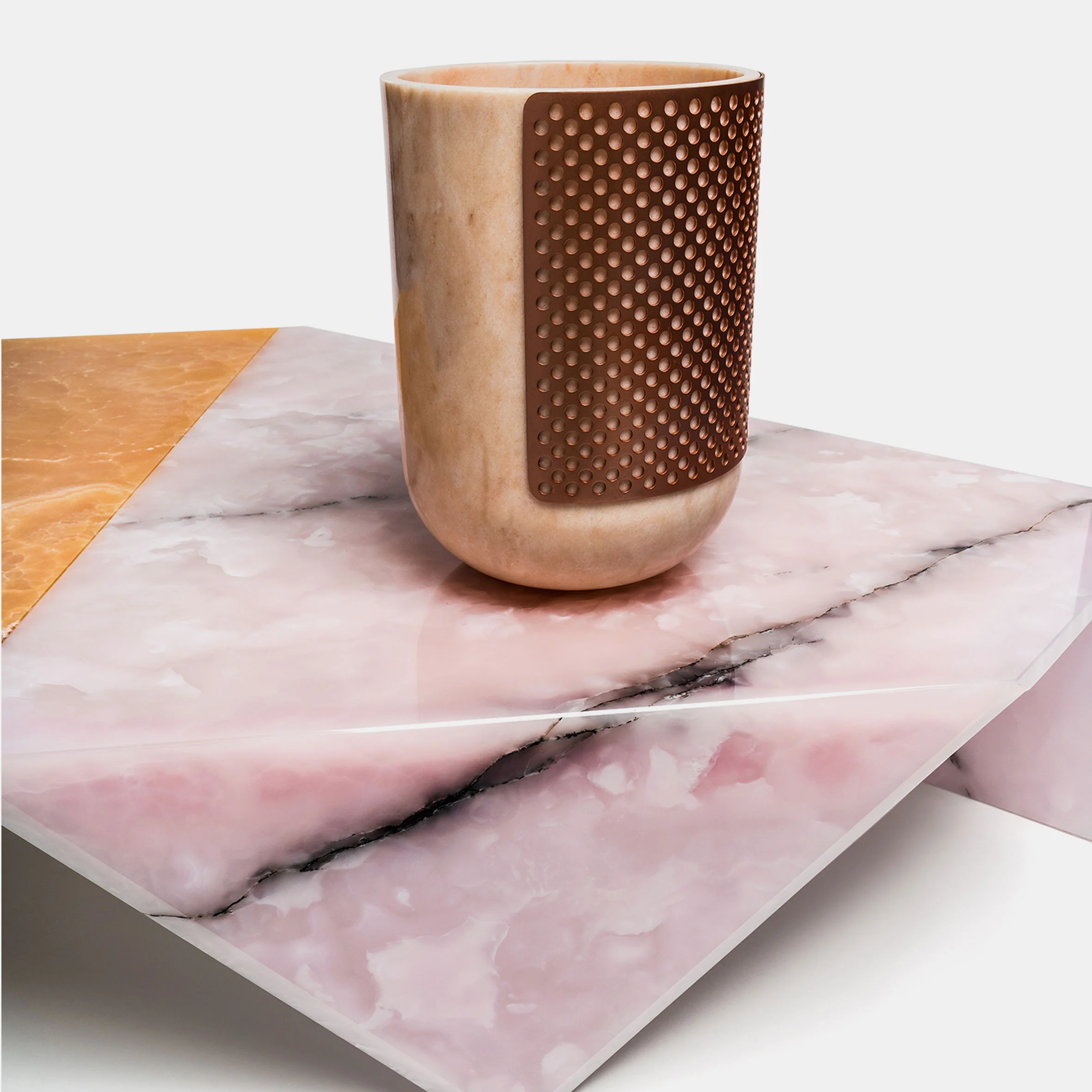 Origami Marble Table - Rosa and Nuvolato Onyx - Image 7